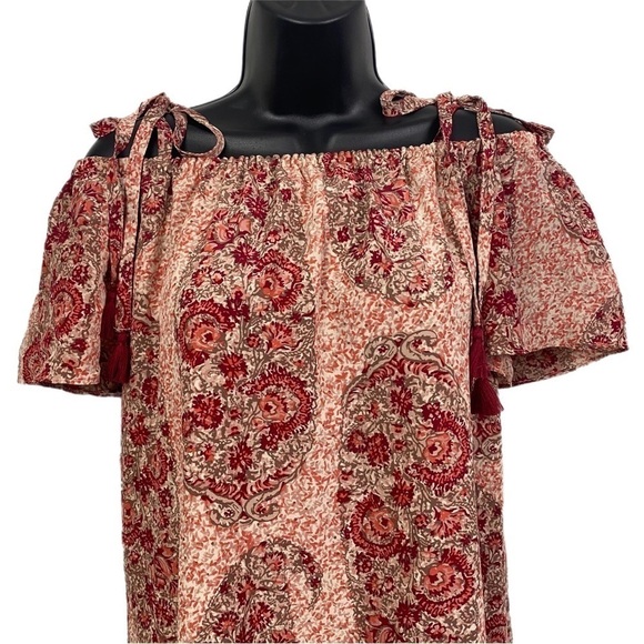 Nwt | Madewell Silk Cold-Shoulder Dress in Watercolor Paisley Size XS - Picture 10 of 13